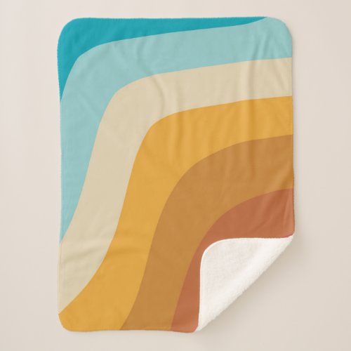 Colorful Retro Rainbow Abstract Waves  Sherpa Blanket