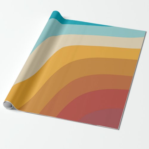 Colorful Retro Rainbow Abstract Waves Wrapping Paper