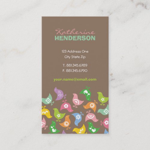 fatfatin Retro Rainbow Chicks Pattern Profile Card Business Cards