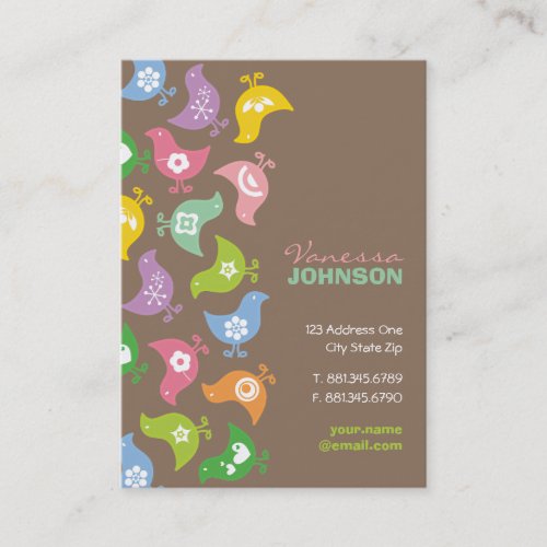 fatfatin Retro Rainbow Chicks Pattern Profile Card Business Cards
