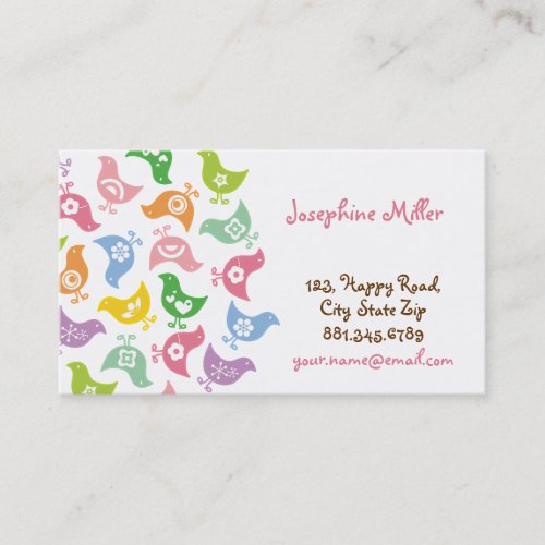 fatfatin Retro Rainbow Chicks Pattern Profile Card Business Card