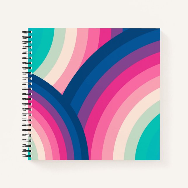 Colorful Retro Rainbow Circles Pattern | Notebook (Front)