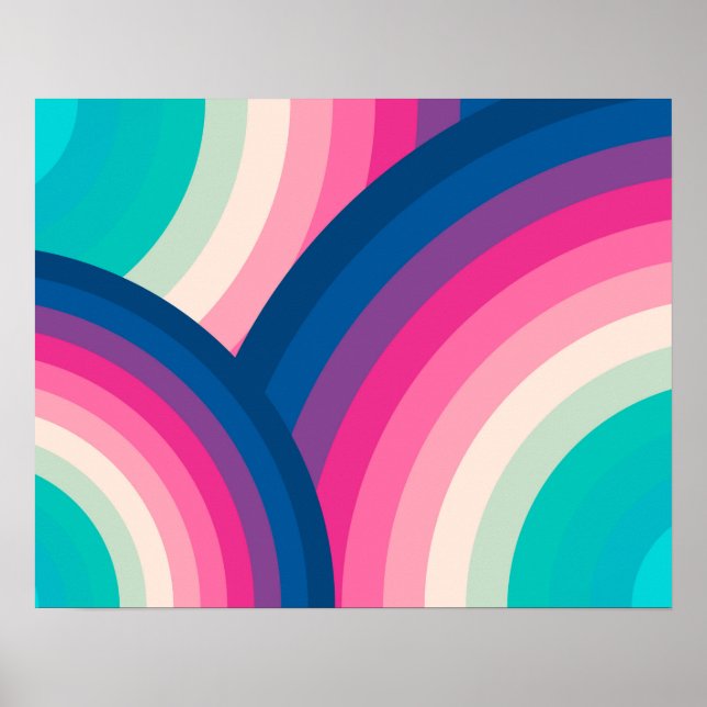 Colorful Retro Rainbow Circles Pattern | Poster (Front)