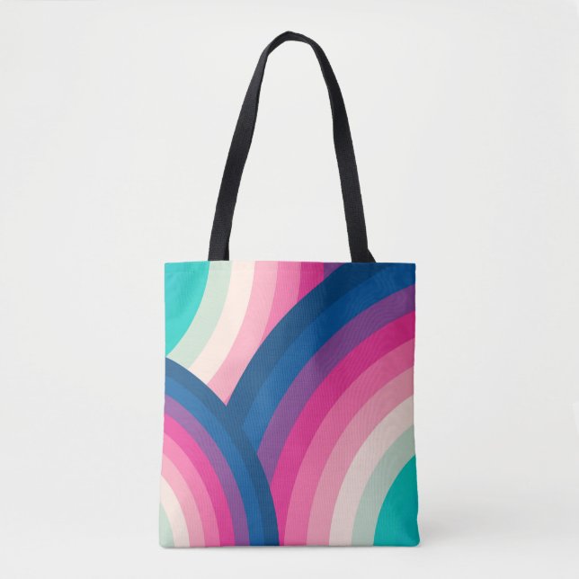 Colorful Retro Rainbow Circles Pattern | Tote Bag (Front)