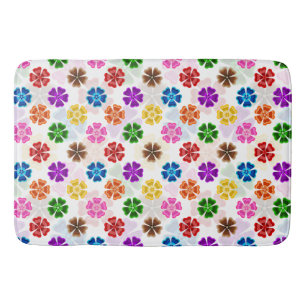 Colorful Retro Rainbow Flowers Design White Bath Mat