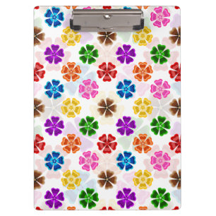 Colorful Retro Rainbow Flowers Design White Clipboard