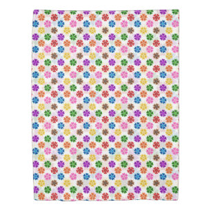 Colorful Retro Rainbow Flowers Design White  Duvet Cover