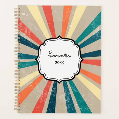 Colorful Retro Rainbow Sunburst Appointment Book Planner