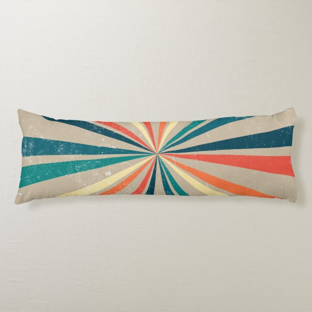 Colorful Retro Rainbow Sunburst   Body Pillow (Front)