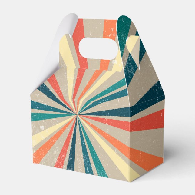 Colorful Retro Rainbow Sunburst  Favor Boxes (Front Side)