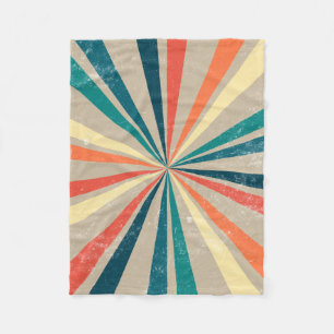 Colorful Retro Rainbow Sunburst  Fleece Blanket