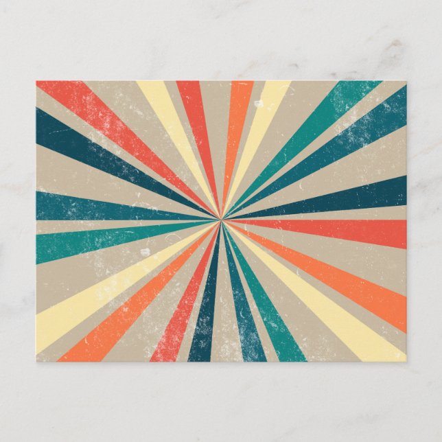 Colorful Retro Rainbow Sunburst Holiday Postcard (Front)
