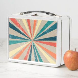 Colorful Retro Rainbow Sunburst Metal Lunch Box