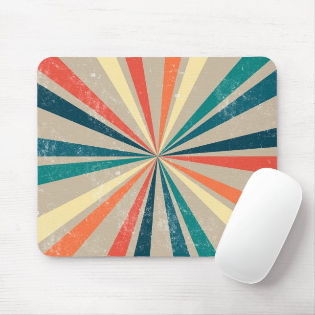 Colorful Retro Rainbow Sunburst   Mouse Pad (With Mouse)