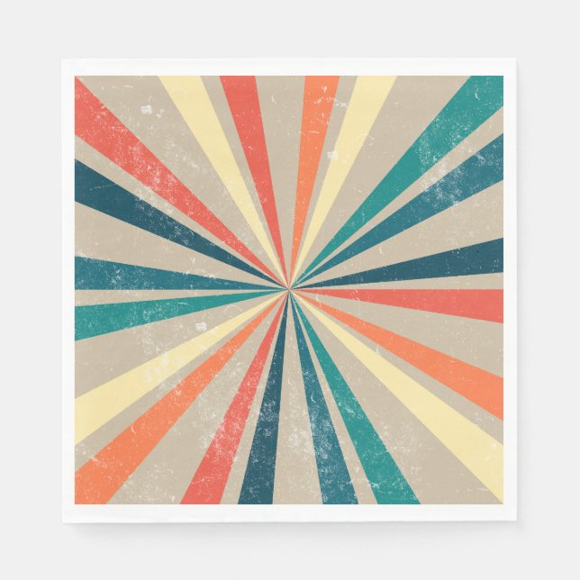 Colorful Retro Rainbow Sunburst  Napkins (Front)
