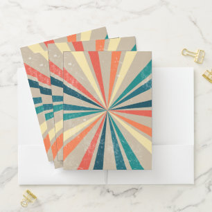 Colorful Retro Rainbow Sunburst Pocket Folder