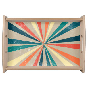 Colorful Retro Rainbow Sunburst Serving Tray