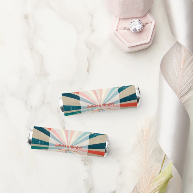 Colorful Retro Rainbow Sunburst Wedding Breath Savers® Mints (Wedding)