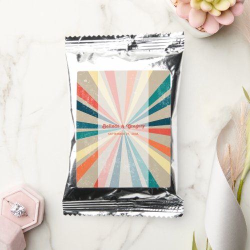 Colorful Retro Rainbow Sunburst Wedding Coffee Drink Mix