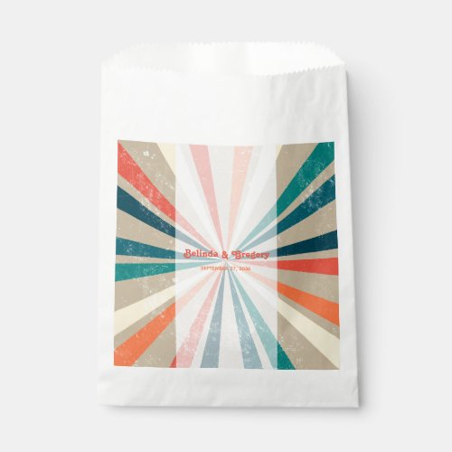 Colorful Retro Rainbow Sunburst Wedding Favor Bag