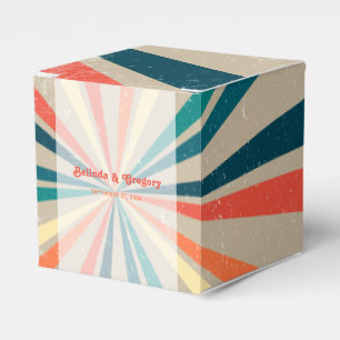 Colorful Retro Rainbow Sunburst Wedding Favor Boxes