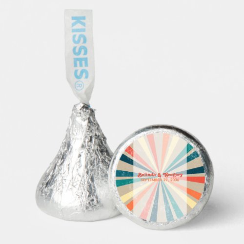 Colorful Retro Rainbow Sunburst Wedding Hersheys Kisses