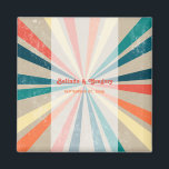 Colorful Retro Rainbow Sunburst Wedding Magnet<br><div class="desc">A beautiful 70's inspired colorful retro rainbow sunburst design. A minimalist vintage look wedding favor with groovy patterns and retro color palette for anyone who loves stripe patterns,  retro color palette distressed designs etc. Matching wedding invitations and other stationery items are also available.</div>