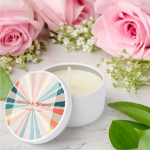 Colorful Retro Rainbow Sunburst Wedding Mini Candle Favors