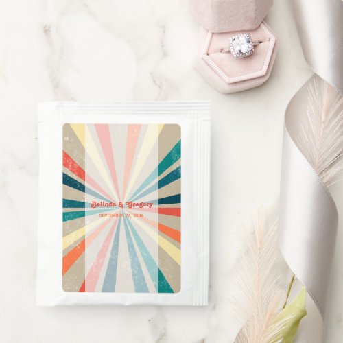 Colorful Retro Rainbow Sunburst Wedding Tea Bag Drink Mix