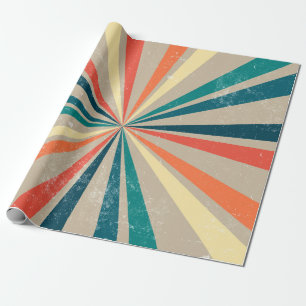 Colorful Retro Rainbow Sunburst Wrapping Paper