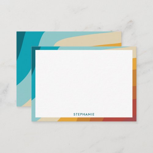 Colorful Retro Rainbow Waves Personalized  Note Card