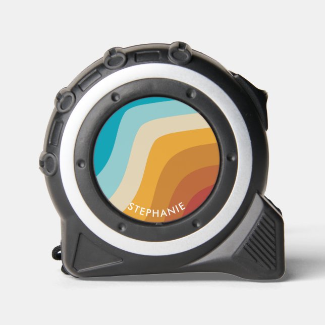Colorful Retro Rainbow Waves Personalized  Tape Measure (Front)