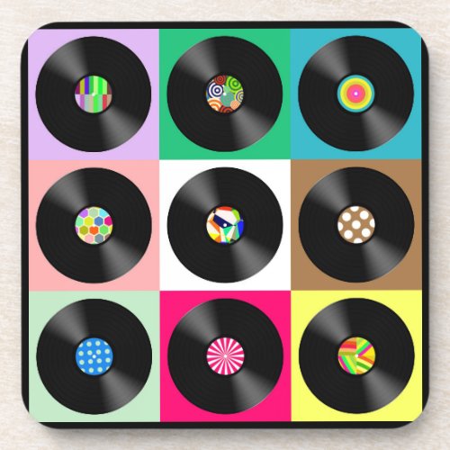 Colorful Retro Record Album Coaster Set