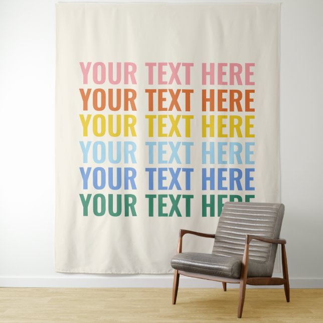 Colorful Retro Repeating Custom Quote Tapestry (In Situ)
