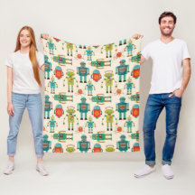 Colorful Retro Robots Pattern