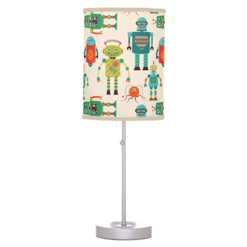 Colorful Retro Robots Pattern Table Lamp