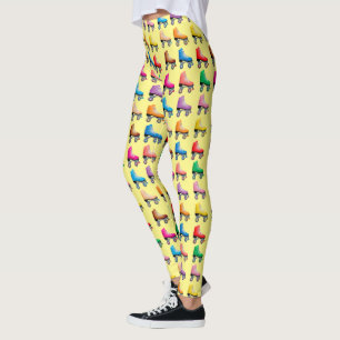 Colorful Retro Roller Blades Pattern Leggings