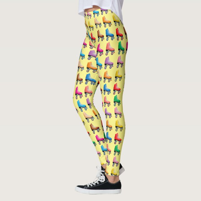 Colorful Retro Roller Blades Pattern Leggings (Left)