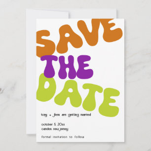 Colorful Retro Save the Date Wedding Announcement 