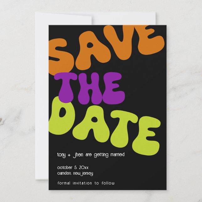 Colorful Retro Save the Date Wedding Announcement  (Front)