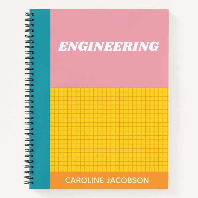Colorful Retro School Subject Engineering Custom Notebook (Front)