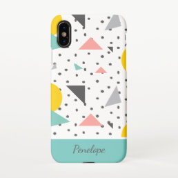 Colorful Retro Shapes and Doodle Dot Pattern iPhone XS Case