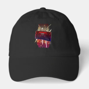 Colorful Retro Speaker Art with Neon Music Energy Hat