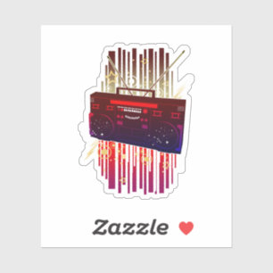 Colorful Retro Speaker Art with Neon Music Energy  Sticker