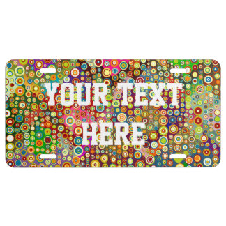Colorful Retro Spots + your idea License Plate