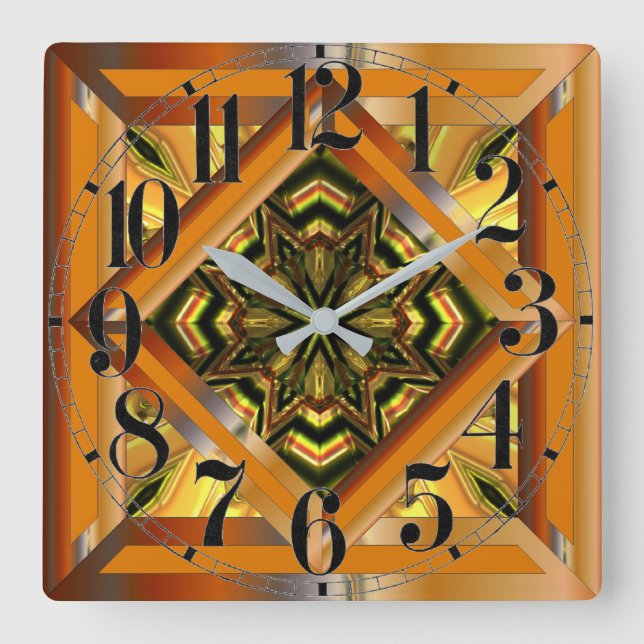 Colorful Retro  Square Wall Clock (Front)
