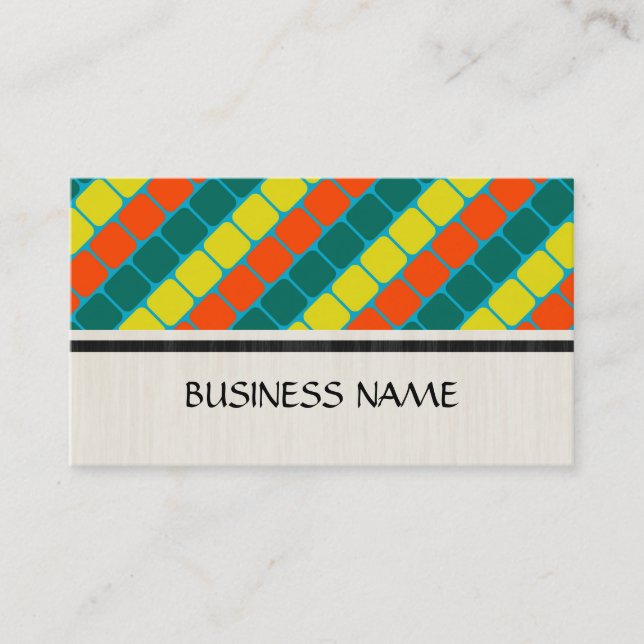 Colorful Retro Squares Modern Geometric Pattern 2 Business Card (Front)