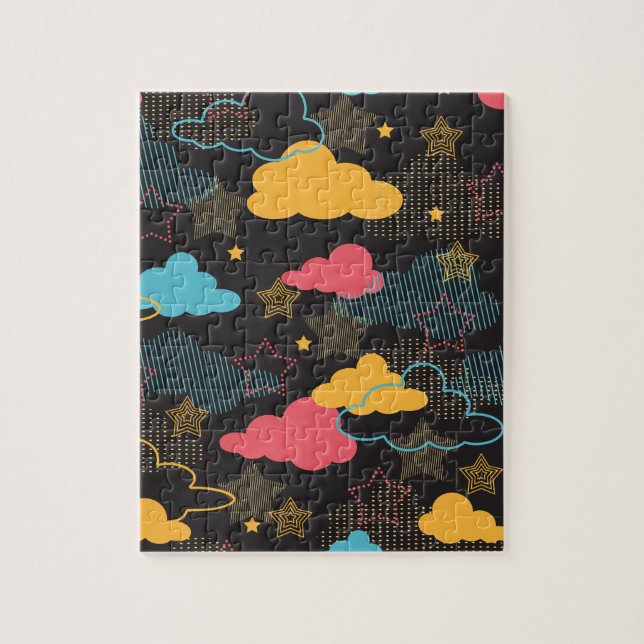 Colorful Retro Starry Sky Art Pattern II Jigsaw Puzzle (Vertical)