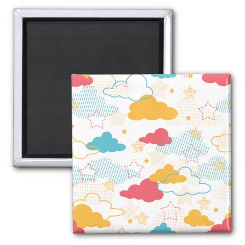 Colorful Retro Starry Sky Art Pattern Magnet