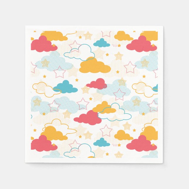 Colorful Retro Starry Sky Art Pattern Napkins (Front)